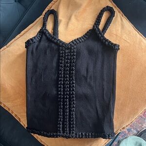 Ralph Lauren Black Ribbed Top with Braided Straps
